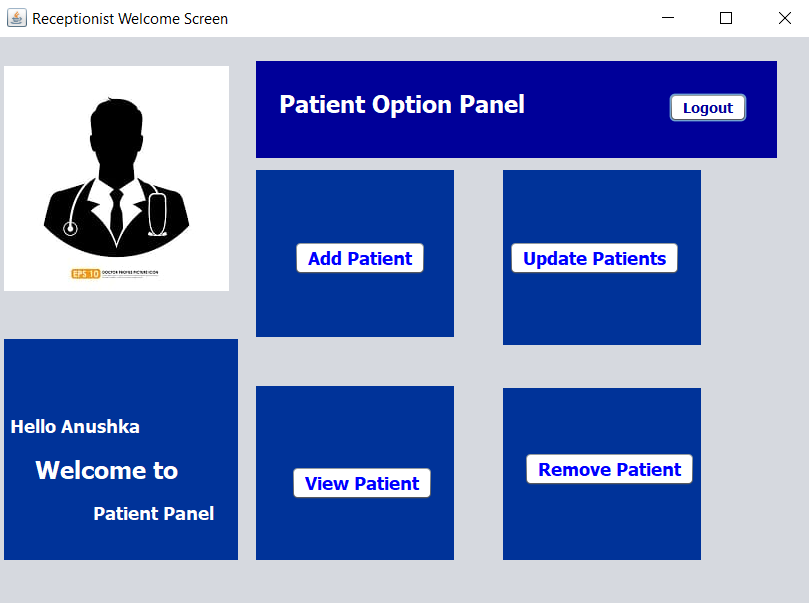 patient panel managed by receptionist